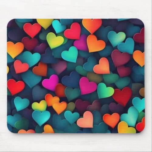 Colors of hearts mouse pad