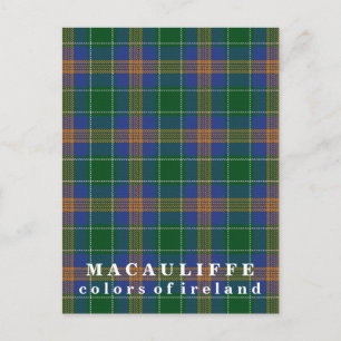Colors of Ireland Clan MacAuliffe Tartan Postcard