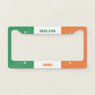 Colors of Ireland Flag. Add Your Name. License Plate Frame