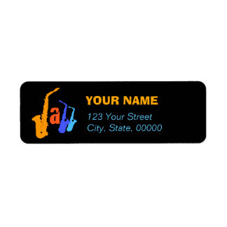 Colors of Jazz Sax Illustration Return Address L 2 Label