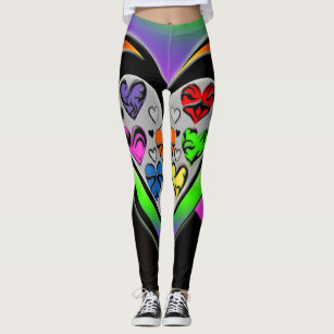 Glam pink lips print on black makeup artist salon leggings