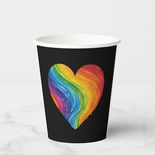 Colors of Love LGBT Heart for Acceptance Equality Paper Cups