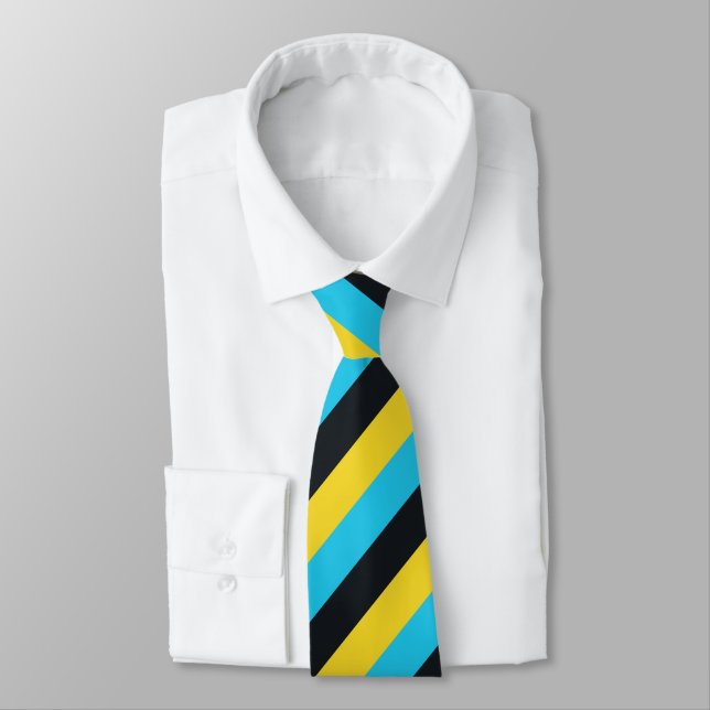 Colors of Nassau Flag  Neck Tie (Tied)