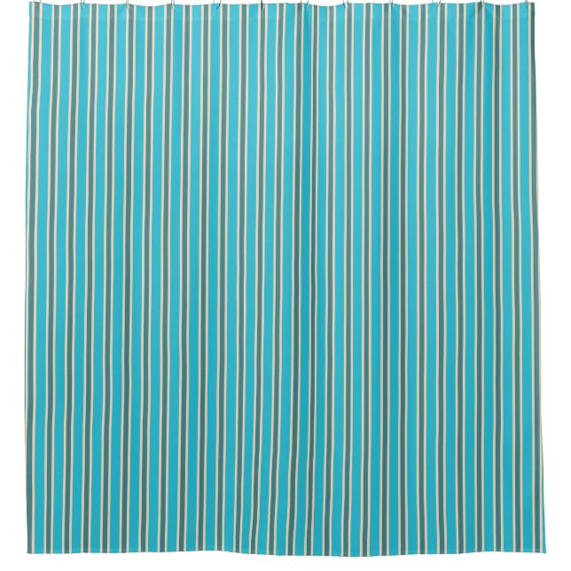 Colors of New Zealand in Turquoise Stripes Shower Curtain (Front)