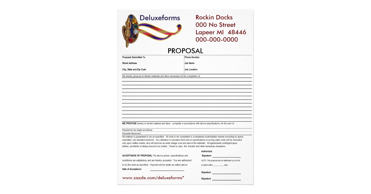 Colors Of Paint Proposal Form Letterhead Zazzle Com