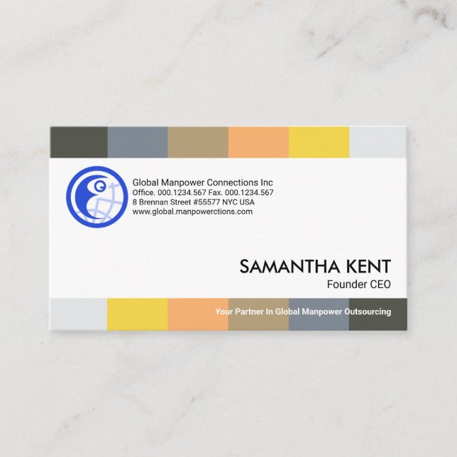 Colors Of People Stripe Manpower Recruitment Business Card (Front)