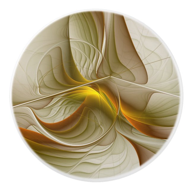 Colors of Precious Metals, Abstract Fractal Art Ceramic Knob (Front)