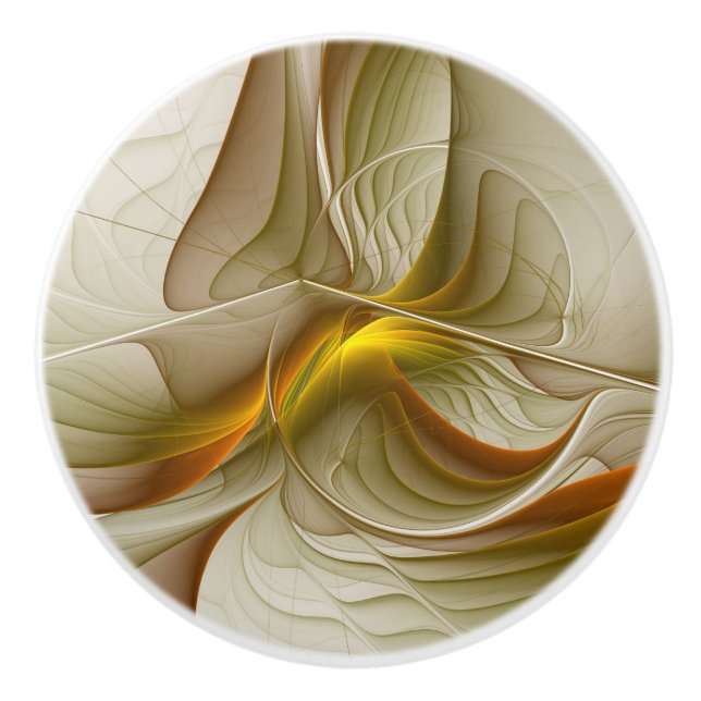 Colors of Precious Metals, Abstract Fractal Art Ceramic Knob (Front)