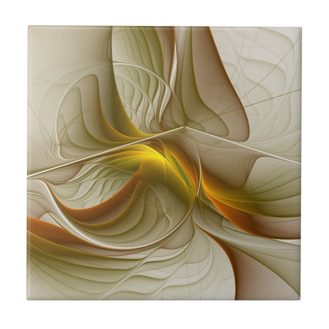 Colors of Precious Metals, Abstract Fractal Art Ceramic Tile (Front)