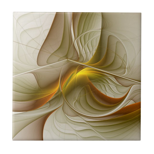 Colors of Precious Metals, Abstract Fractal Art Ceramic Tile (Front)