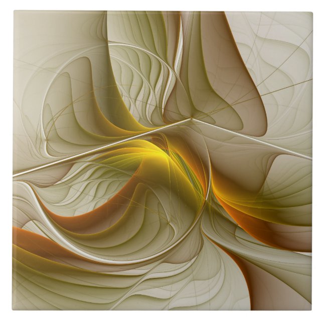 Colors of Precious Metals, Abstract Fractal Art Ceramic Tile (Front)