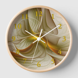 Colors of Precious Metals, Abstract Fractal Art Clock