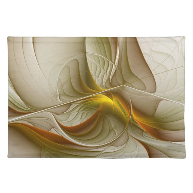 Colors of Precious Metals, Abstract Fractal Art Cloth Placemat (Front)