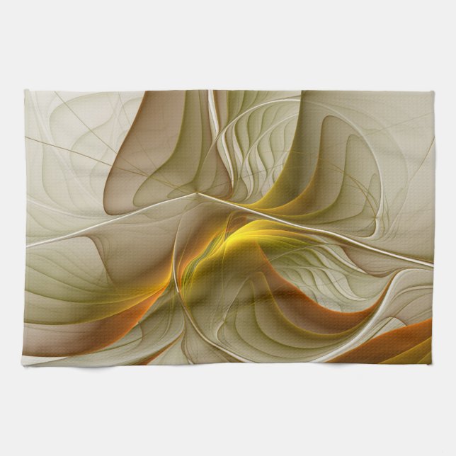 Colors of Precious Metals, Abstract Fractal Art Kitchen Towel (Horizontal)