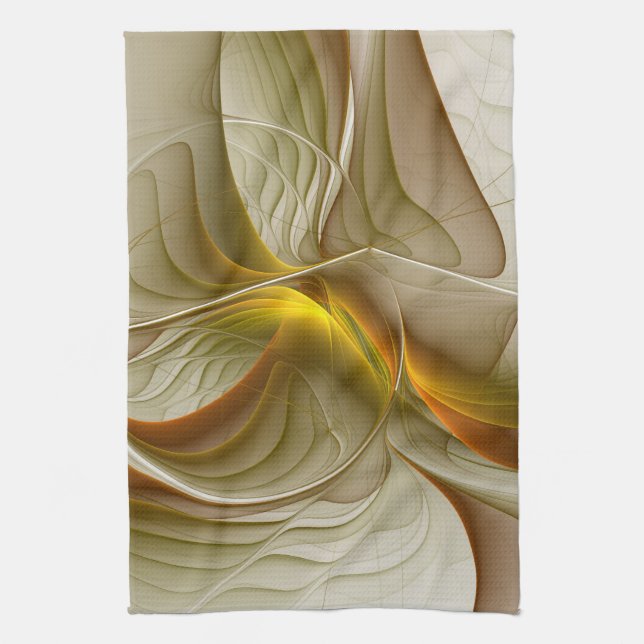 Colors of Precious Metals, Abstract Fractal Art Kitchen Towel (Vertical)