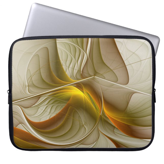 Colors of Precious Metals, Abstract Fractal Art Laptop Sleeve (Front)
