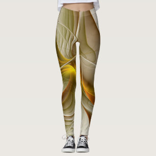 Colors of Precious Metals, Abstract Fractal Art Leggings