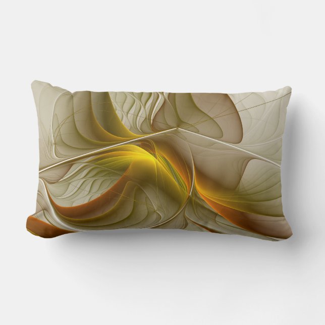 Colors of Precious Metals, Abstract Fractal Art Lumbar Pillow (Front)