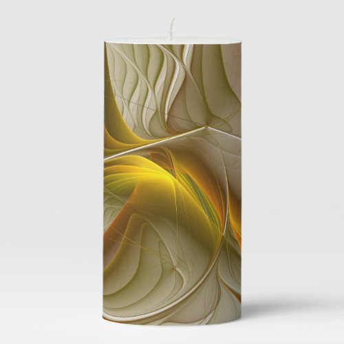 Colors of Precious Metals Abstract Fractal Art Pillar Candle