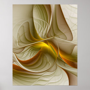 Colors of Precious Metals, Abstract Fractal Art Poster