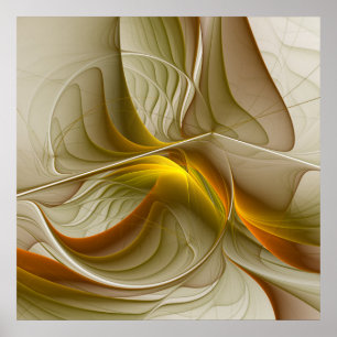 Colors of Precious Metals, Abstract Fractal Art Poster