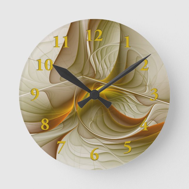 Colors of Precious Metals, Abstract Fractal Art Round Clock (Front)