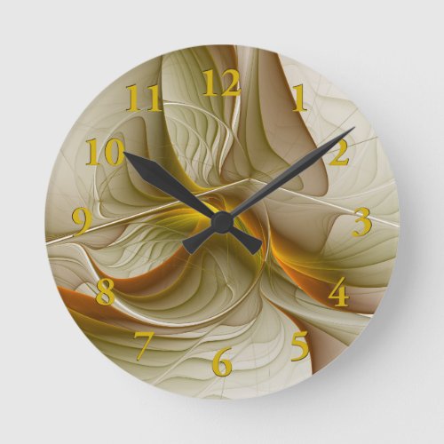 Colors of Precious Metals Abstract Fractal Art Round Clock