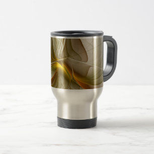 Colors of Precious Metals, Abstract Fractal Art Travel Mug