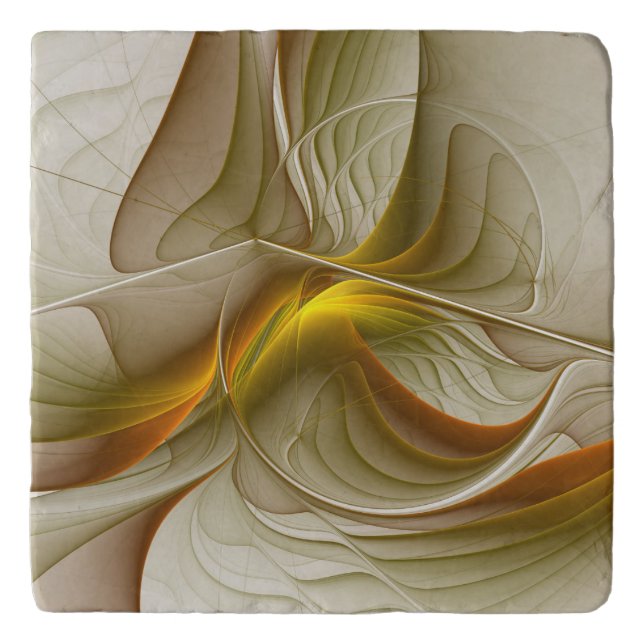 Colors of Precious Metals, Abstract Fractal Art Trivet (Front)