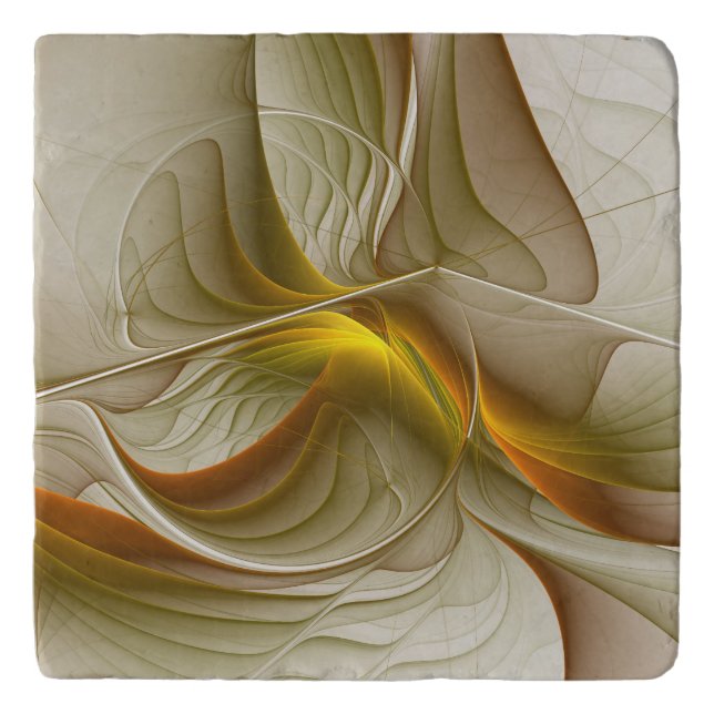 Colors of Precious Metals, Abstract Fractal Art Trivet (Front)