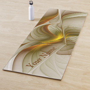 Colors of Precious Metals, Abstract Fractal Name Yoga Mat