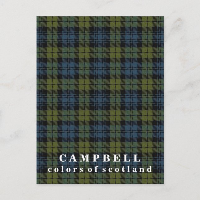 Colors of Scotland Campbell Tartan Postcard (Front)
