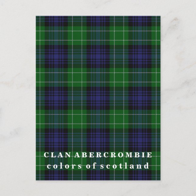 Colors of Scotland Clan Abercrombie Tartan Postcard (Front)