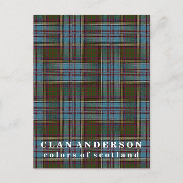 Colors of Scotland Clan Anderson Tartan Postcard (Front)