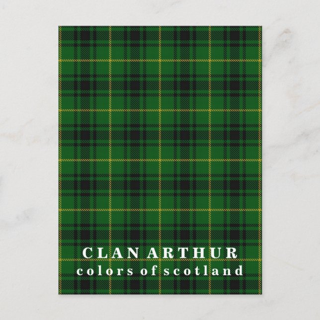 Colors of Scotland Clan Arthur Tartan Postcard (Front)