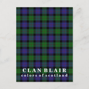 Colors of Scotland Clan Blair Tartan Postcard