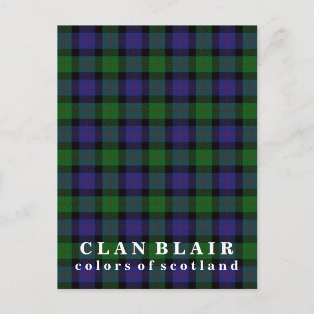 Colors of Scotland Clan Blair Tartan Postcard (Front)
