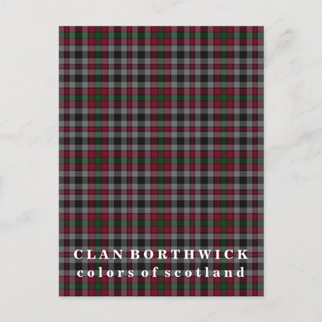 Colors of Scotland Clan Borthwick Tartan Postcard (Front)