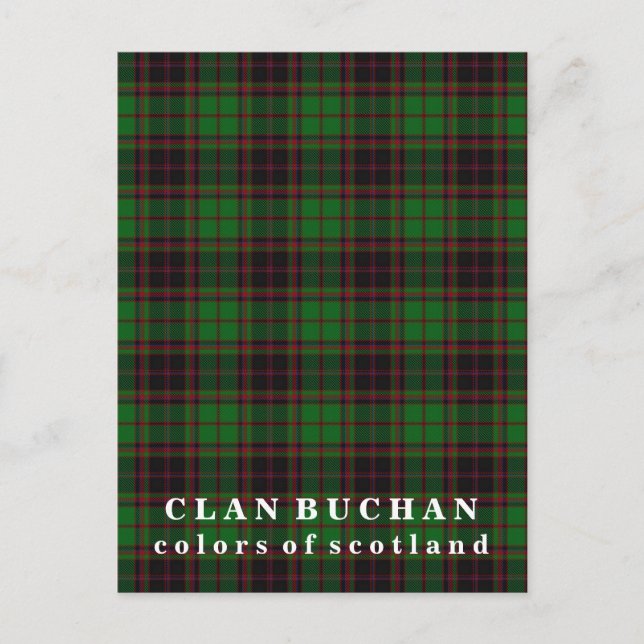 Colors of Scotland Clan Buchan Tartan Postcard (Front)