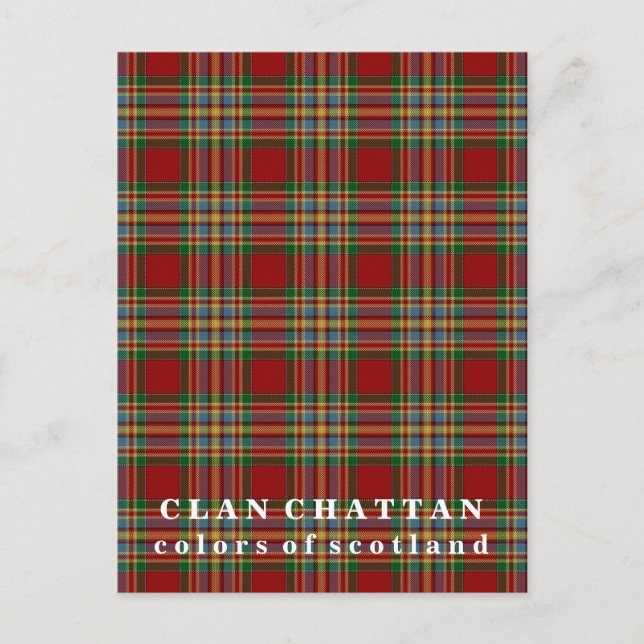 Colors of Scotland Clan Chattan Tartan Postcard (Front)