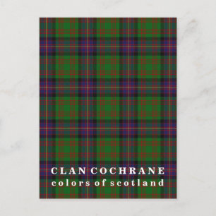 Colors of Scotland Clan Cochrane Tartan Postcard