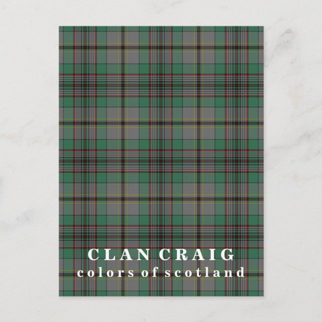 Colors of Scotland Clan Craig Tartan Postcard (Front)