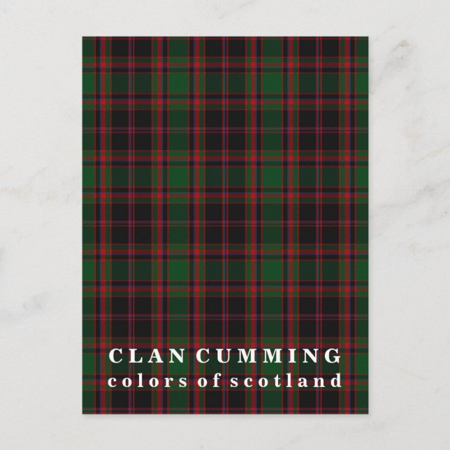 Colors of Scotland Clan Cumming Tartan Postcard (Front)