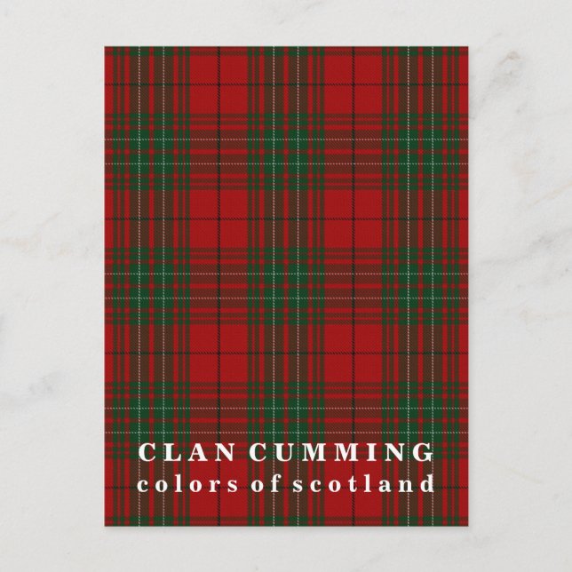 Colors of Scotland Clan Cumming Tartan Postcard (Front)