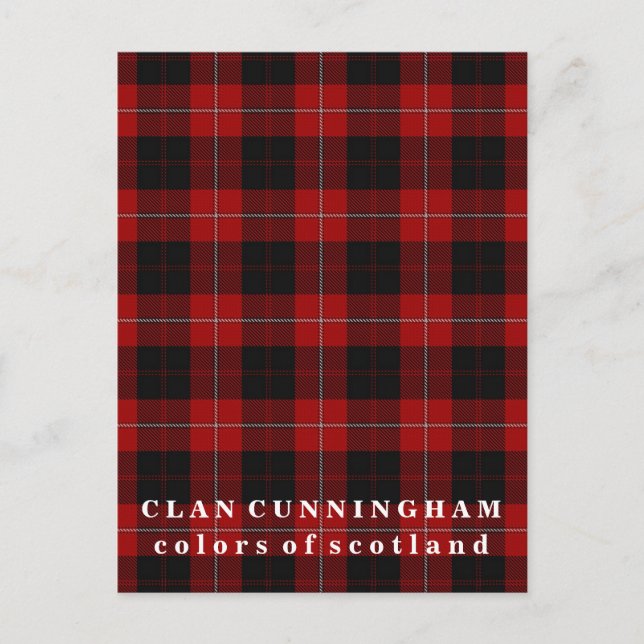 Colors of Scotland Clan Cunningham Tartan Postcard (Front)