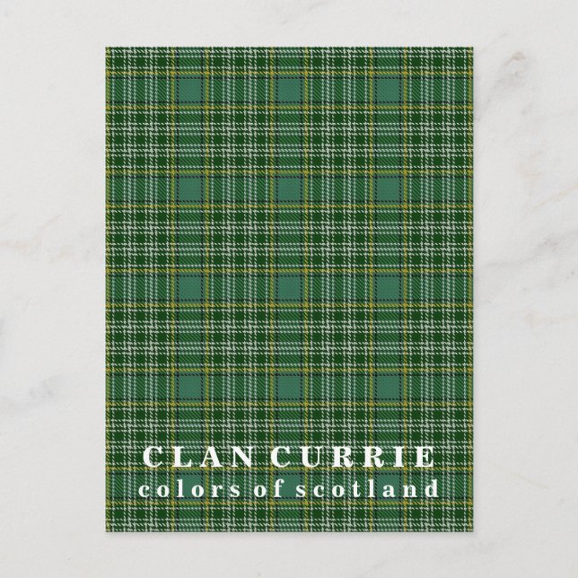 Colors of Scotland Clan Currie Tartan Postcard (Front)