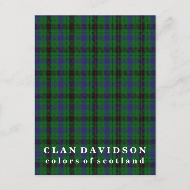 Colors of Scotland Clan Davidson Tartan Postcard (Front)