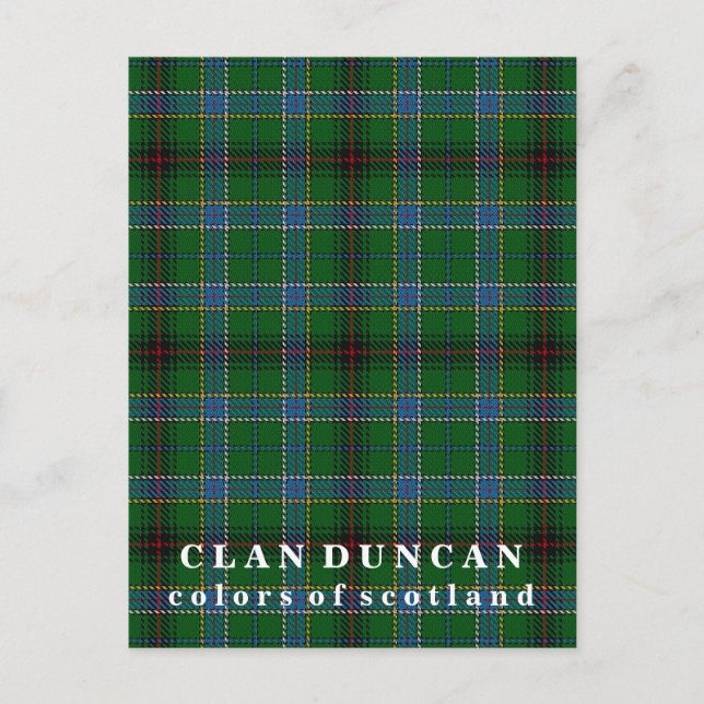 Colors of Scotland Clan Duncan Tartan Postcard (Front)