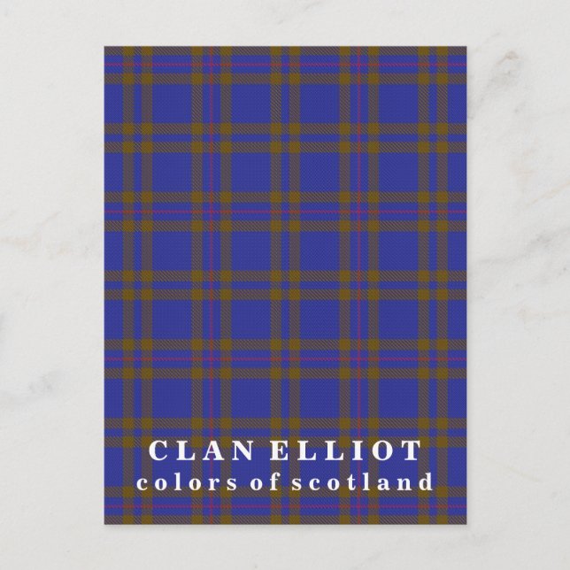 Colors of Scotland Clan Elliot Tartan Postcard (Front)