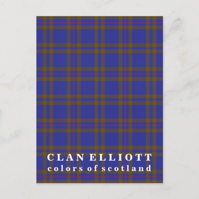 Colors of Scotland Clan Elliott Tartan Postcard (Front)